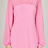 Mixed Media Mini Dress with Puff Sleeves