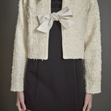 Bow Tie Textured Tweed Jacket