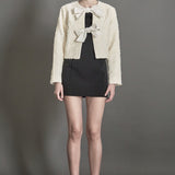 Bow Tie Textured Tweed Jacket