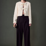 Bow Tie Textured Tweed Jacket