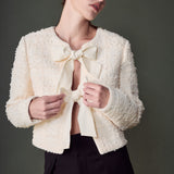 Bow Tie Textured Tweed Jacket