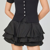 Tiered Bubble Mini Skirt