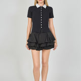 Tiered Bubble Mini Skirt