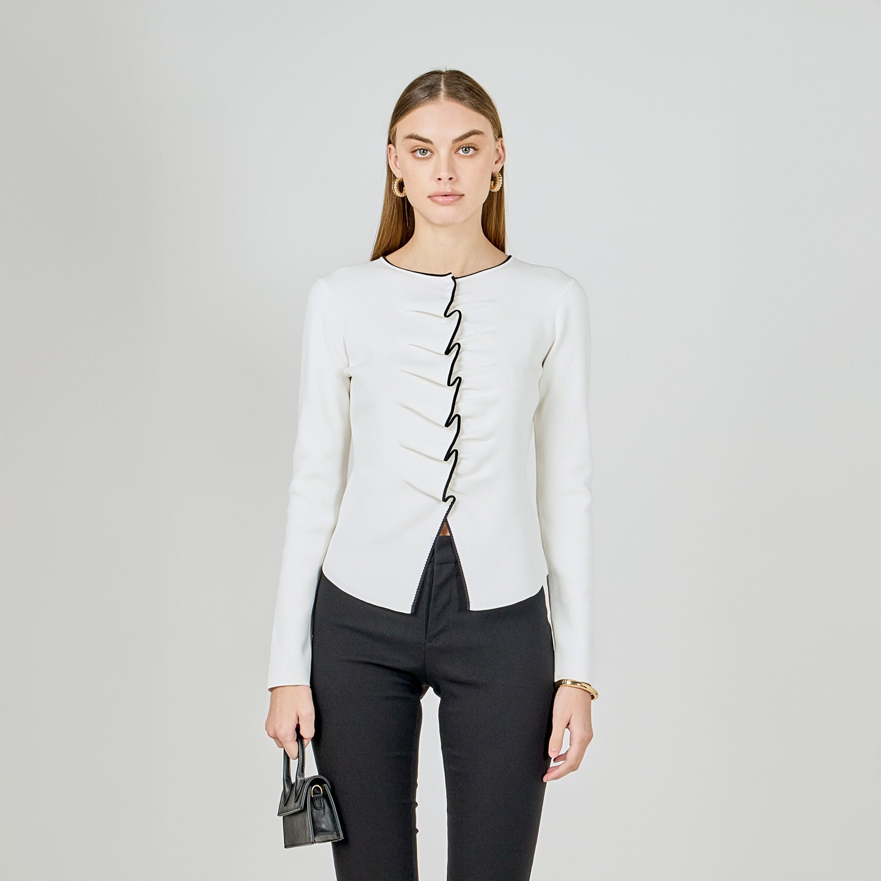 Ruffle Draped Knit Top