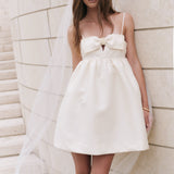 Bead Embellished Bow Mini Dress