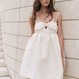 Bead Embellished Bow Mini Dress