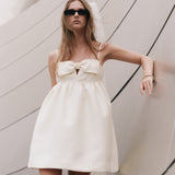 Bead Embellished Bow Mini Dress