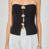 Seashell Trim Tube Knit Top