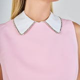 Rhinestone Piping Collared Mini Dress