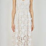 Floral Embroidered Lace Cami Midi Dress