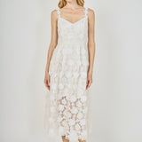 Floral Embroidered Lace Cami Midi Dress