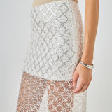 Embellished Mesh Maxi Skirt