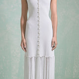 Sleeveless Fringed Knit Midi Dress