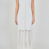 Sleeveless Fringed Knit Midi Dress