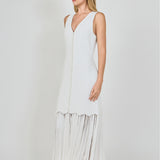 Sleeveless Fringed Knit Midi Dress