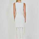 Sleeveless Fringed Knit Midi Dress