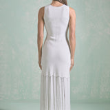Sleeveless Fringed Knit Midi Dress