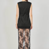 Lace Mix Media Sleeveless Maxi Dress