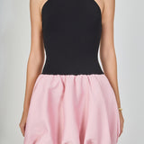 Mix Media Halterneck Bubble Mini Dress