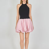 Mix Media Halterneck Bubble Mini Dress