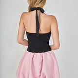 Mix Media Halterneck Bubble Mini Dress