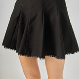 Lace Trimmed Godet Mini Skort