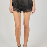 Lace Trimmed Satin Shorts