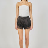 Lace Trimmed Satin Shorts