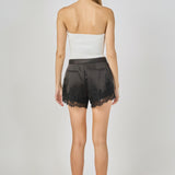 Lace Trimmed Satin Shorts