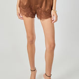 Lace Trimmed Satin Shorts