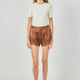 Lace Trimmed Satin Shorts