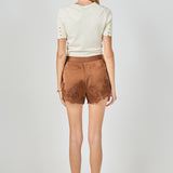 Lace Trimmed Satin Shorts