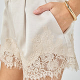 Lace Trimmed Satin Shorts