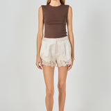 Lace Trimmed Satin Shorts