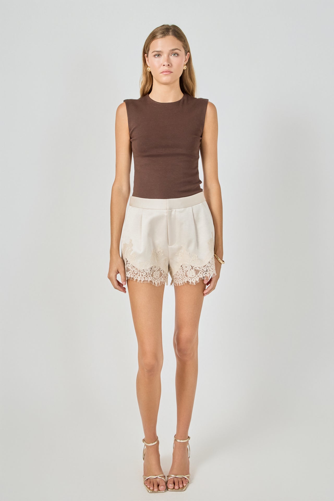Lace Trimmed Satin Shorts