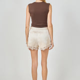 Lace Trimmed Satin Shorts