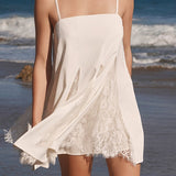 Sleeveless Lace Godet Mini Dress