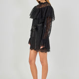 Mock Neck Lace Mini Dress