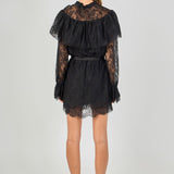 Mock Neck Lace Mini Dress