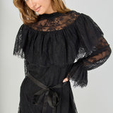 Mock Neck Lace Mini Dress