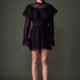 Mock Neck Lace Mini Dress
