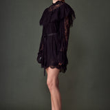 Mock Neck Lace Mini Dress