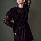Mock Neck Lace Mini Dress