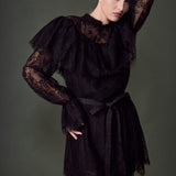 Mock Neck Lace Mini Dress