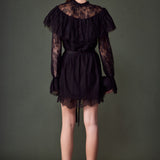 Mock Neck Lace Mini Dress