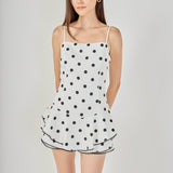 Polka Dot Lace Trimmed Romper