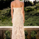 Strapless Embroidered Net Maxi Dress