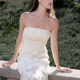 Strapless Embroidered Net Maxi Dress