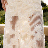 Strapless Embroidered Net Maxi Dress