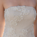 Strapless Embroidered Net Maxi Dress